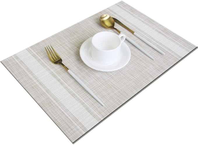 Placemats Kitchen Table Mats Set of 4 Washable Easy to Clean PVC Placemat (placemats Set of 4, White)