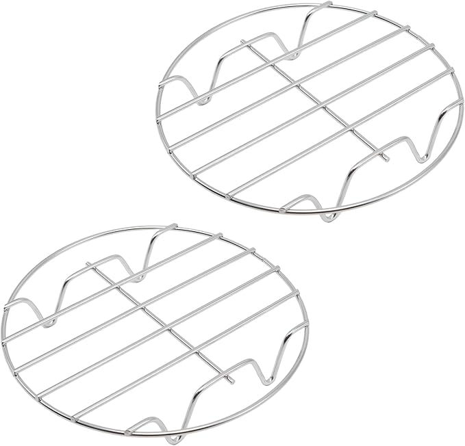2 Pack Round Cooking Racks, 304 Stainless Steel Baking and Cooling Steaming Roasting Rack for Air Fryer Pot Pressure Cooker Canning(7.87 Inch)