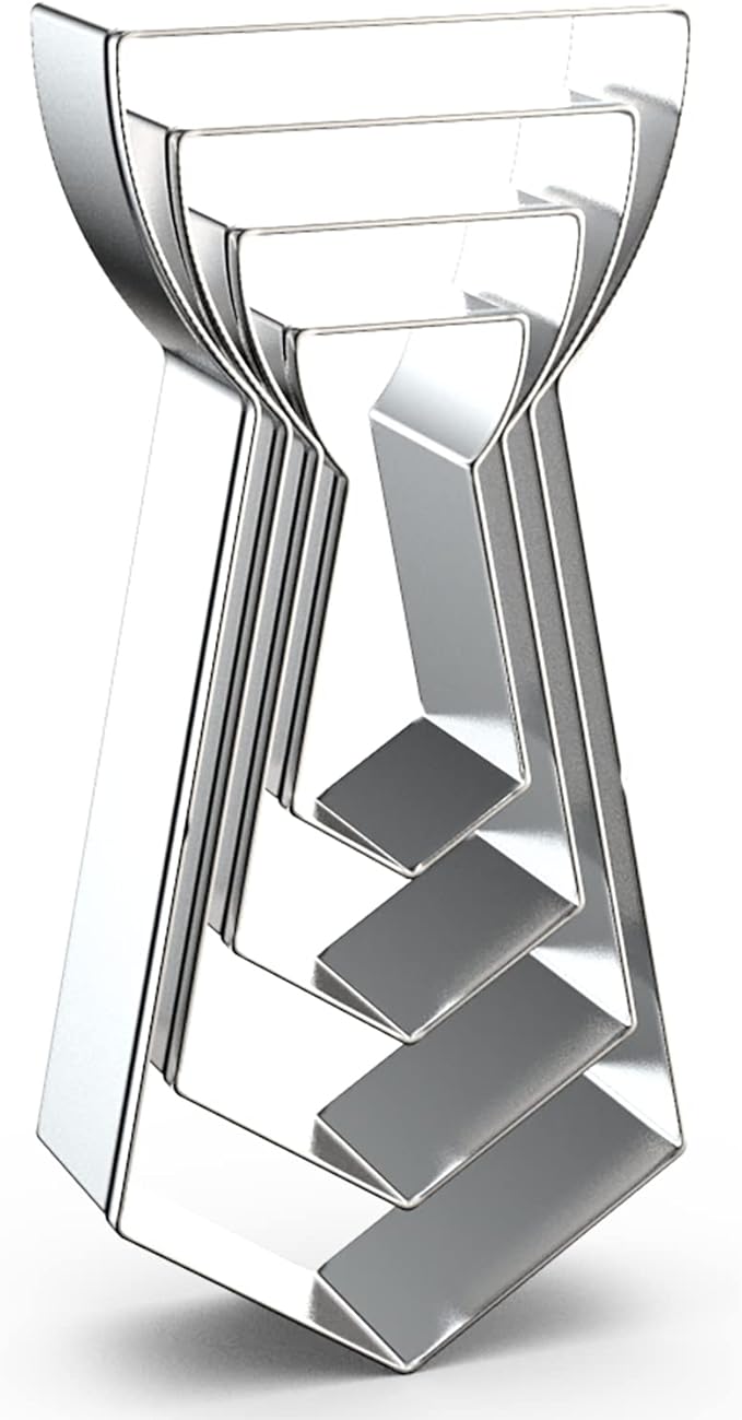Neck Tie Cookie Cutter Set Large Assorted Sizes - 5 Inch, 4 Inch, 3 Inch, 2 Inch - 4 Piece Neck Tie Cookie Cutters Shapes for Men Father's Day - Stainelss Steel