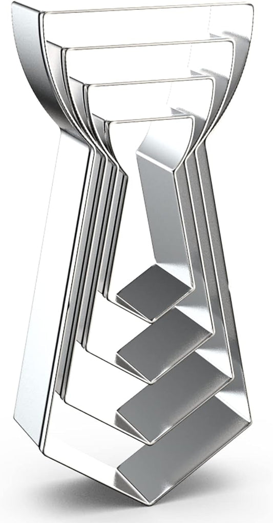 Neck Tie Cookie Cutter Set Large Assorted Sizes - 5 Inch, 4 Inch, 3 Inch, 2 Inch - 4 Piece Neck Tie Cookie Cutters Shapes for Men Father's Day - Stainelss Steel