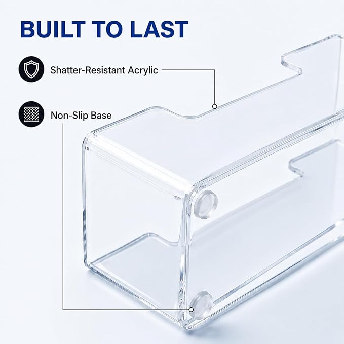 Acrylic Guest Towel Holder Tray for Bathroom – Vertical Paper Towel Holder for Disposable Hand Towels, Clear Waterproof Napkin Organizer for Bathroom Countertop or Kitchen Sink