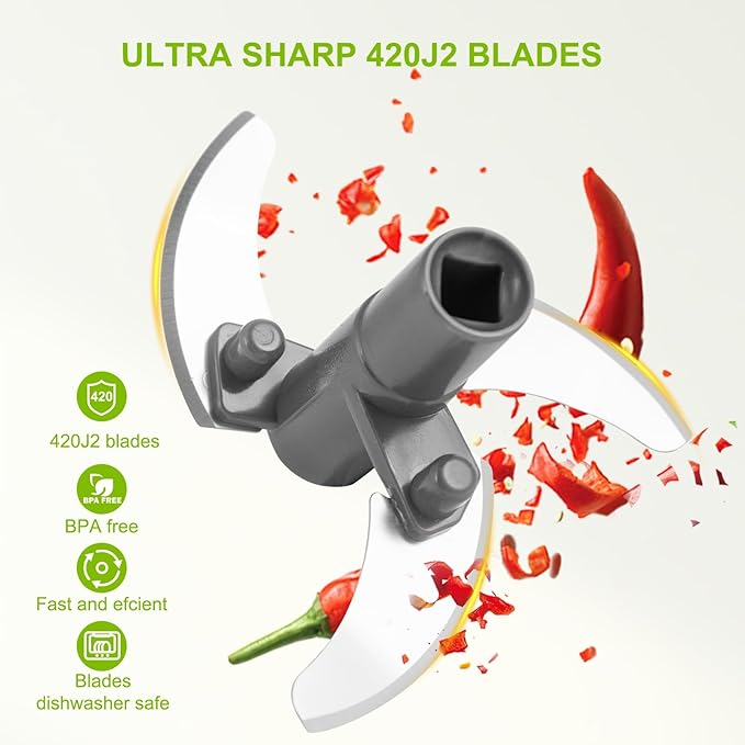Manual Food Processor Vegetable Chopper, Portable Hand Pull String Garlic Mincer Onion Cutter for Veggies, Ginger, Fruits, Nuts, Herbs, etc., 650ml-Gray