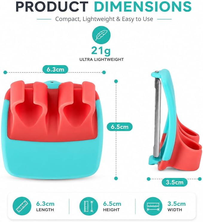 2 Finger Vegetable Peeler Easy Grip Safe Ergonomic Fruit & Potato Peeler for Arthritis Hands, Non Slip Kitchen Gadget for Carrots, Apples & Cucumbers with Stainless Steel Blade (Pink & Turquoise)