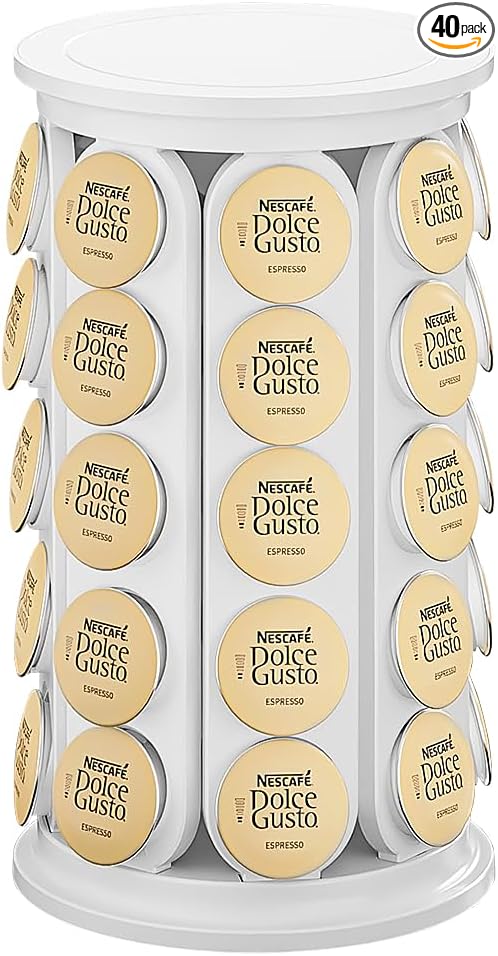 SAVORI Coffee Pod Storage Carousel Holder Organizer Compatible with 40 Keurig K-Cup Pods (White)