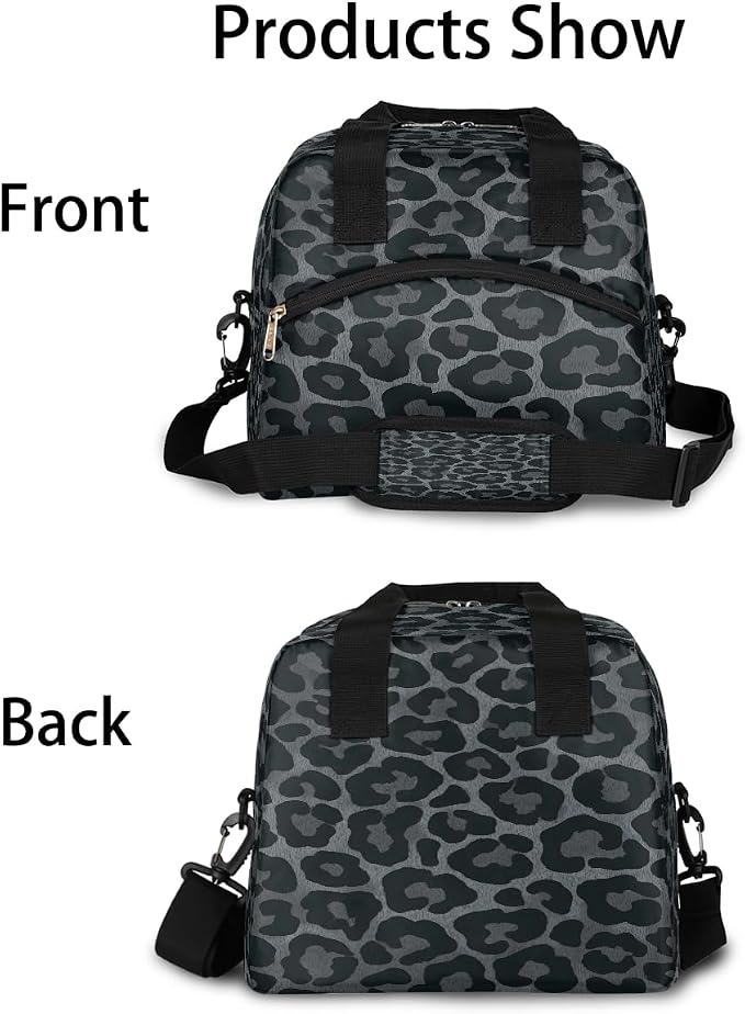 Pardick Cheetah Leopard Black Insulated Lunch Bag for Women Girl Reusable Lunch Tote Box With Shoulder Strap Lightweight Thermal Cooler Meal Prep Bag for Work School Office Picnic