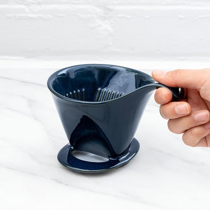 Zero Japan - Bee House Pour Over Coffee Dripper - Lead-Free & Cadmium-Free Ceramic Coffee Maker with Elegant Peek Hole, Drip Cone Brewer Coffee Gifts, Brewing Accessories - Jeans Blue, Standard Size