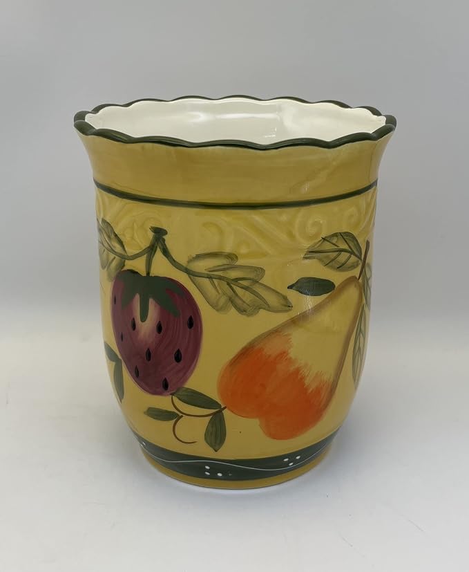 ACK Tuscany Mixed Fruit Hand Painted Ceramic, Utensil Holder, 88439