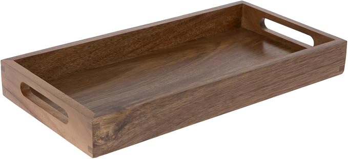 Hobby Lobby Acacia Wood Serving Tray with Handles, Natural, 13 x 6.56 inches