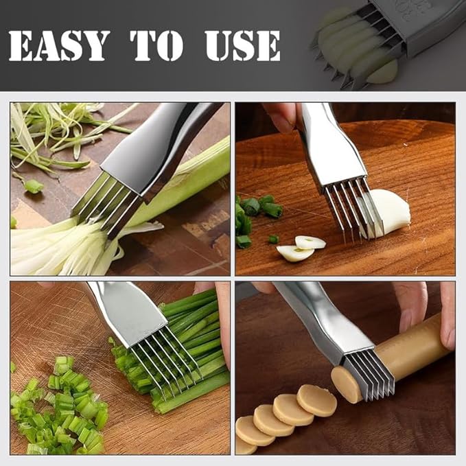 Shred Silk The Knife, 2024 New Stainless Steel Chopped Green Onion Knife, Food Speedy Chopper, Sharp Scallion Shredding Cutter, Kitchen Vegetable Cutter Household Multifunctional Food Slicer(3pcs)