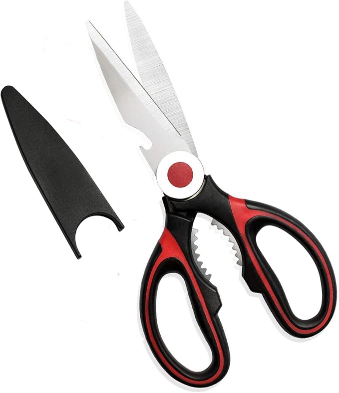 Stainless Steel Kitchen Shears with Soft Silicone Grip, Multi-Purpose Kitchen Scissors, Black