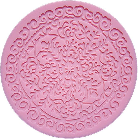 Longzand DIY Cake Decorating Set With Silicone Lace Mat, Fondant Mold and Sugar Craft Molds, Pink