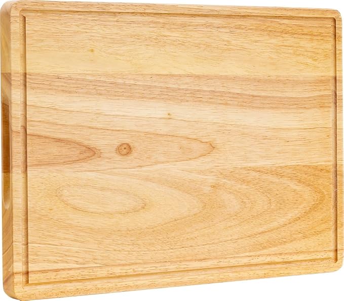 Large Wooden Cutting Board, Durable, FSC-CERTIFIED PARAWOOD, Thick Wooden Cutting Board with Juice Groove, Perfect for Meat, Vegetables, and Cheese,17 IN X 12 X 1 IN