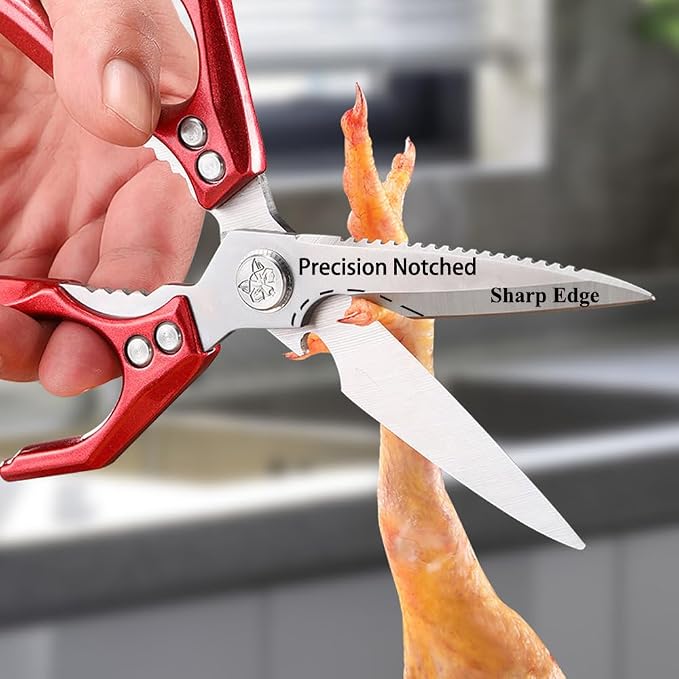 【Upgraded All-Metal Ergonomic 】Heavy Duty Kitchen Scissors All Purpose Cooking Shears for Food Poultry, Meat, Fish, Vegetables, Rust-Proof, Dishwasher Safe