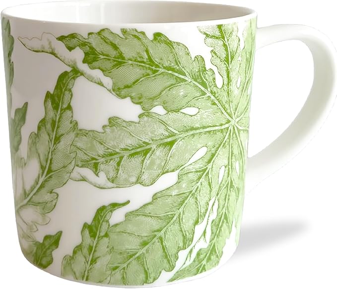 Caskata Freya Oversized Mugs Set of 4 | High-Design Premium Lead-Free Porcelain Green Mug Set for Entertaining or Everyday | Unique Party Mugs for Wedding or Birthdays | 14 oz
