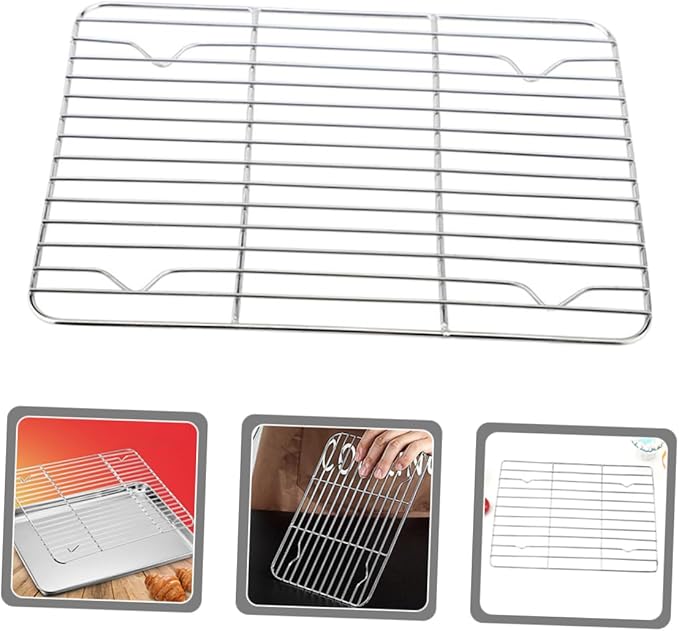 SOLUSTRE Stainless Steel Metal Cooling Rack Baking Rack for Oven for Cookies Bacon Cakes Heavy Duty 23x17cm