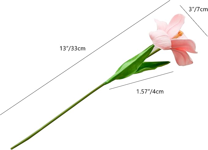 Mandy's Pink Fully Bloomed Artificial Tulips Flowers Centerpiece, 13.5" Lifelike PU Fake Floral Stems 12pcs for Kitchen Island & Dining Table, Spring Decor for Easter