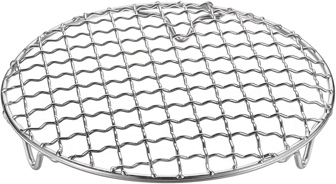 M METERXITY Cooling Rack, 6.5" Round Stainless Steel Baking Rack with 20mm Legs for BBQ/Cooking/Roasting/Grilling/Steaming/Drying, Wire Cooling Rack for Baking [Silver]