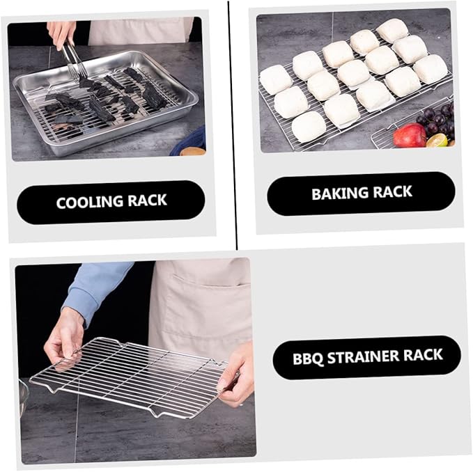 Zerodeko 1pc Stainless Steel Cooling Rack and Roasting Holder for Baking Multi-purpose Kitchen Tool for Cooling Cakes Barbecue and Drying Vegetables