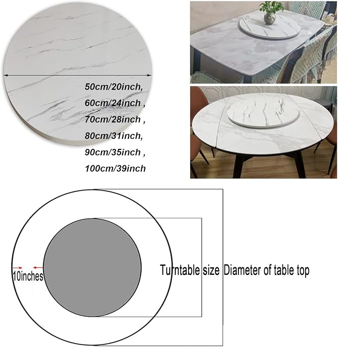 50cm 70cm 90cm Rotating Turntable Lazy Susan For Round Dining Table Tabletop, Round Wooden Rotating Tray, Sturdy, Home Kitchen Hotel Dining Table Turntable Serving Plate (Color : Black, Size : Ø80cm