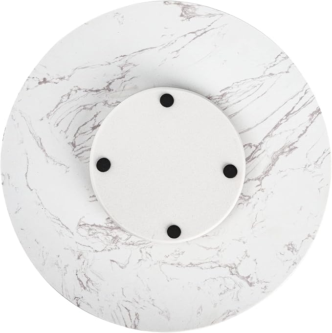 DEAYOU Marble Lazy Susan, Natural Marble Round Tray Turntable Cake Stand, 12" Lazy Susan Cheese Board with Silent Rotating for Serving, Table Display, Cupcake, White, Revolving Cake Leveler Spinner