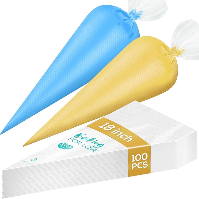 18 Inch Thick Disposable Piping Bags, 100PCS Anti Burst Pastry Bags for Cake Decorating Cream Frosting and Baking Supplies, Tipless Piping