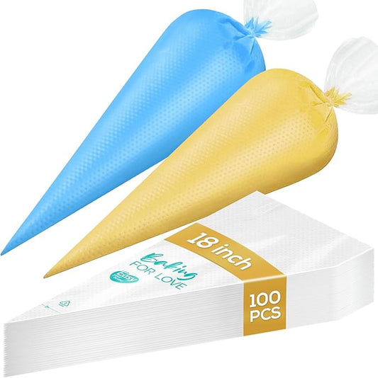 18 Inch Thick Disposable Piping Bags, 100PCS Anti Burst Pastry Bags for Cake Decorating Cream Frosting and Baking Supplies, Tipless Piping