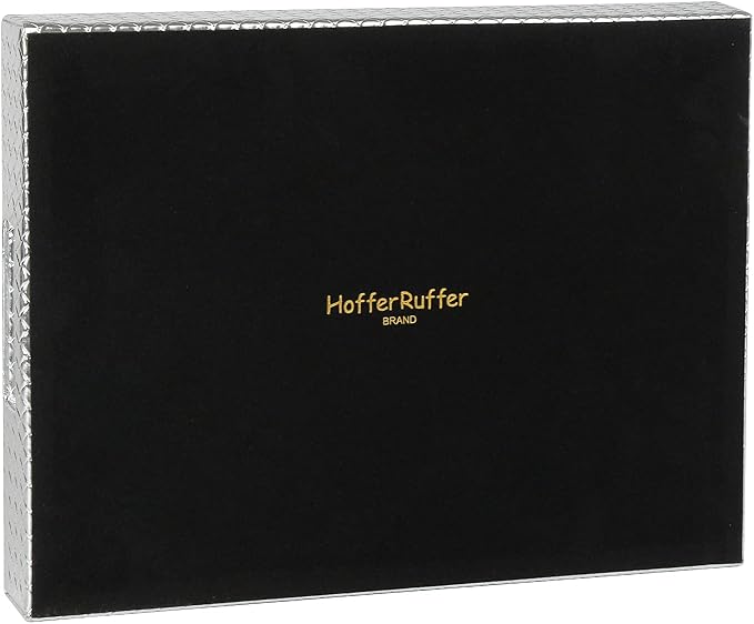 HofferRuffer Rectangle Serving Tray with Hole Handles for Coffee Table, Breakfast, Tea, Food, Butler - Countertop, Kitchen, Vanity Serve Tray, 16.2 x 12.2 x 2 inches, Faux Leather (Silver)