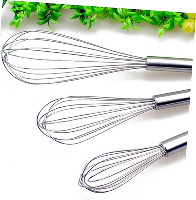 Luxshiny 3pcs Stainless Steel Balloon Wire Whisk Rust-resistant Egg Frother for Beating Blending Stirring Cooking Mixtures with Hanging Loop Handles Dishwasher Safe Kitchen Utensils