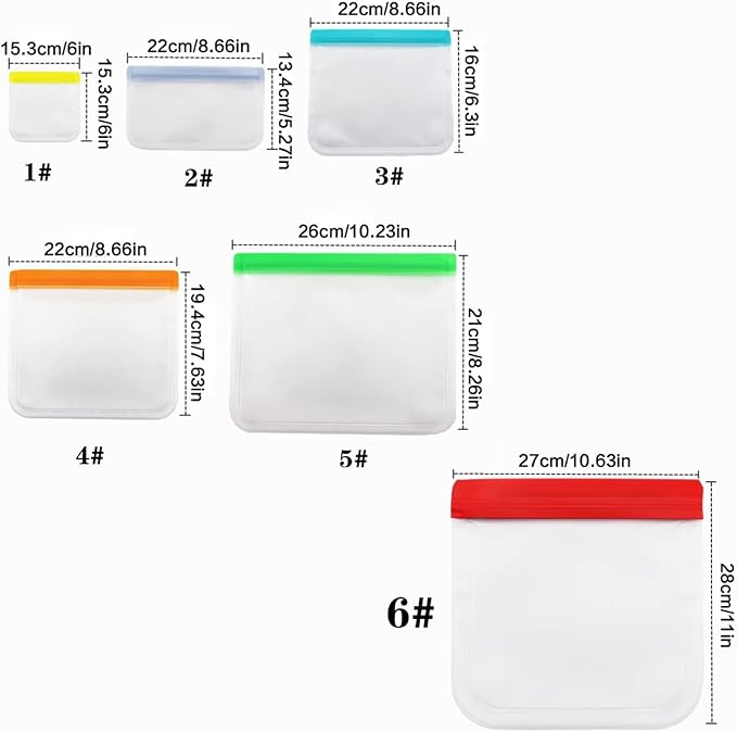 Food Storage Bag Red Silicone Food Bag Reusable Fresh-Keeping Bag Fruit Vegetable Sealed Bag Leak-Proof Ziplock Bag 5pcs 28X27cm