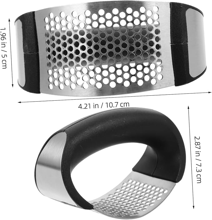 VALICLUD Manual Garlic Press Crusher Stainless Steel Mincer Tool Wide Handle for Easy Crushing for Home Cooking and Kitchen Use