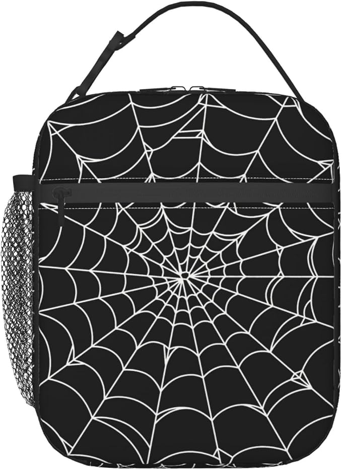 Goth Spider Web Lunch Box Insulated Lunch Bag for Women Men Reusable Portable Leakproof Lunchbox Tote Cooler Thermal Bag for Office Work Picnic Travel