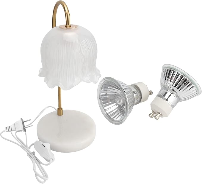 KLUFO Candle Warmer Lamp,for Jar Candles, with Petal Lampshade Marble Base,Electric Timed Dimmable Wax Melter Lamps, Flower Lampshade Candle Lamps for Home Decor, Soy Wax Candles