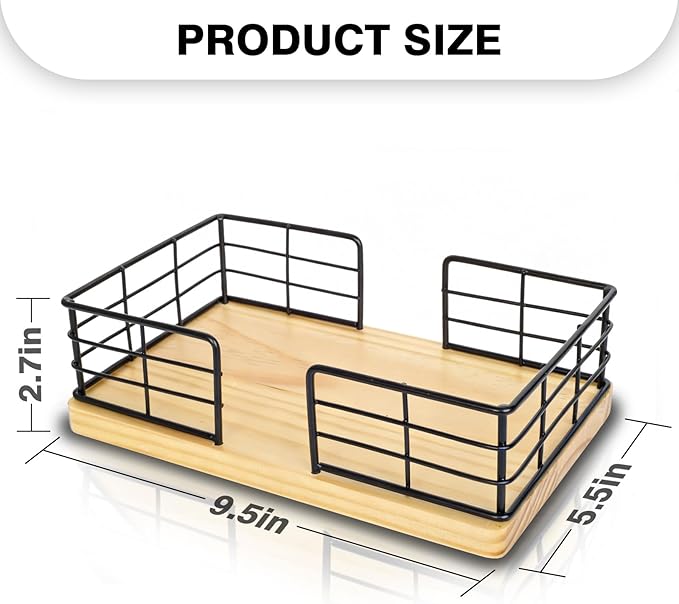 Kordory Wooden Guest Towel Holder Tray for Bathroom, Black Bamboo Counter Rectangular Bathroom Napkin Holder for Ktichen, Disposable Hand Towel Holder Tray for Home, Bar, Hotel, Office(Natural Wood)