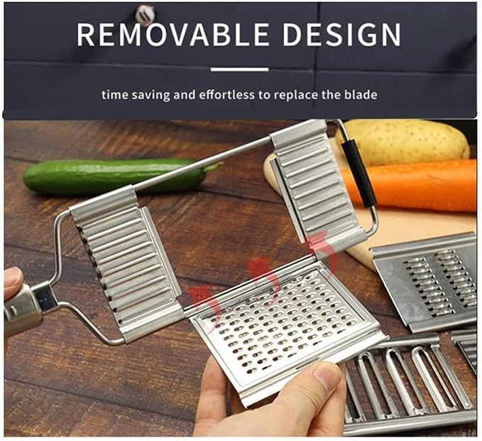 Stainless Steel 4 in 1 Multi-Purpose Vegetable Slicer,with 4 Adjustable Blades for Various Vegetables，An excellent gift choice for Christmas and New Year