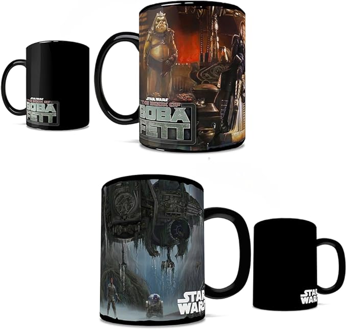Star Wars and Book of Boba Fett - Set of Two 16 oz Ceramic Heat Sensitive Clue Mugs – Full image revealed when HOT liquid is added MMUGC1299MMUGC1481