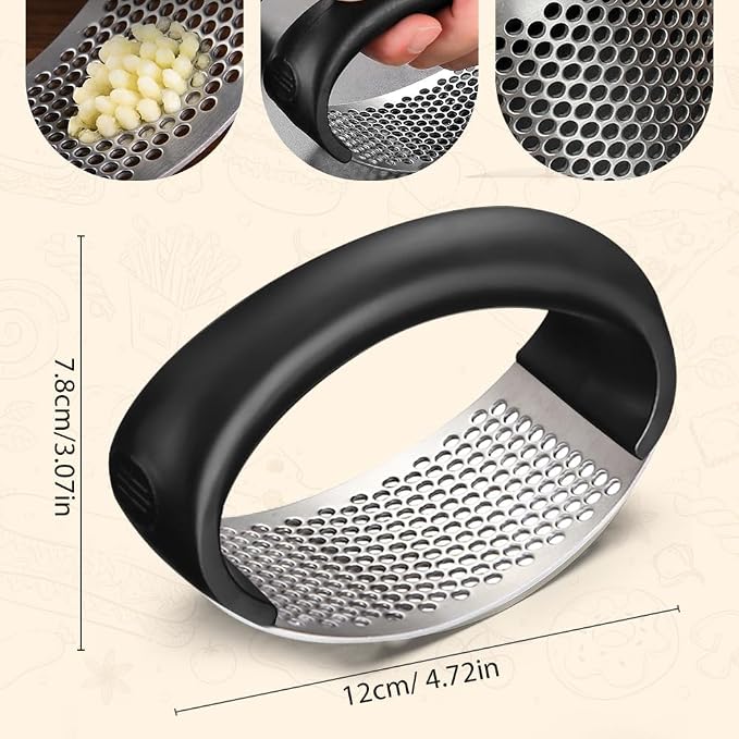 Generic 2025 Stainless Steel Garlic Crusher - Garlic Press, Home Kitchen Utensils Portable Manual Garlic Crusher, Black 1pc