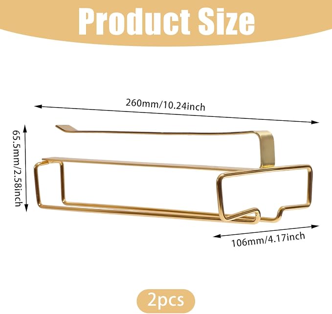 GLOBLELAND 2 Pack Under Cabinet Wine Glass Holder Under Shelf Gold Wine Glass Rack Stemware Rack Hanging Stemware Holder Metal Organizer Storage Hanger for Bar Kitchen