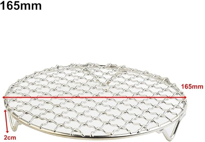 Round Stainless Steel Cooling and Baking Rack, 8mm Thick Wire Oven Grill with Three-Leg Support, Electrolytic Polished for Barbecue, Roasting, Baking, Steaming and Cooling Food(165mm)