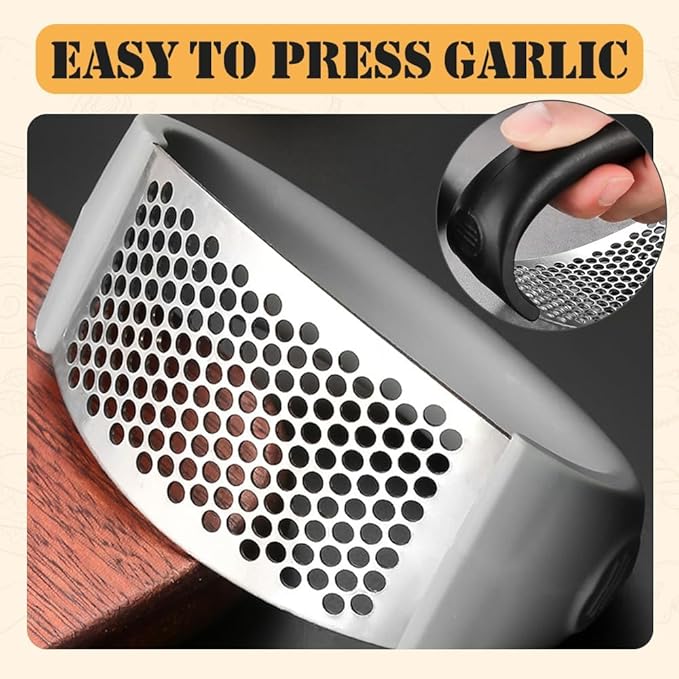 2025 Upgraded Stainless Steel Garlic Crusher - Portable Manual Garlic Press, Home & Kitchen Utensil (2, Gray)