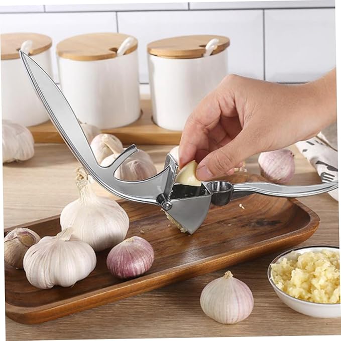 KICHOUSE Stainless Steel Garlic Press Squeezer Mincer Tool Manual Garlic Masher Kitchen Essential