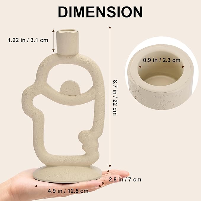 Face Decorative Taper Candle Holder - Modern Abstract Creative Face Candlestick Holder for Table Centerpiece, Beige Medium Candle Sticks Holder Decor for Home Dinning Party Birthday Housewarming Gifts