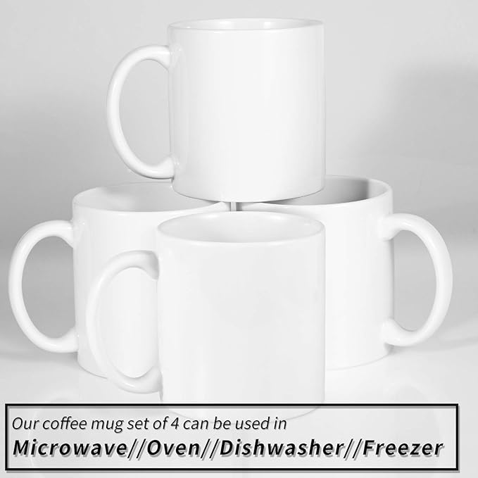 BYCNZB 22oz white Super Large Ceramic Coffee Mugs Large Handles Set of 4