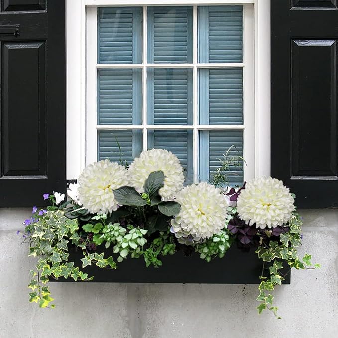 Briful Autumn Artificial Chrysanthemums Ball Flowers 6’’ Large Heads Mums Stems Cream White Fake Hydrangea Flowers Bridal Wedding Bouquet for Home Garden Party Wedding Decoration, Set of 4