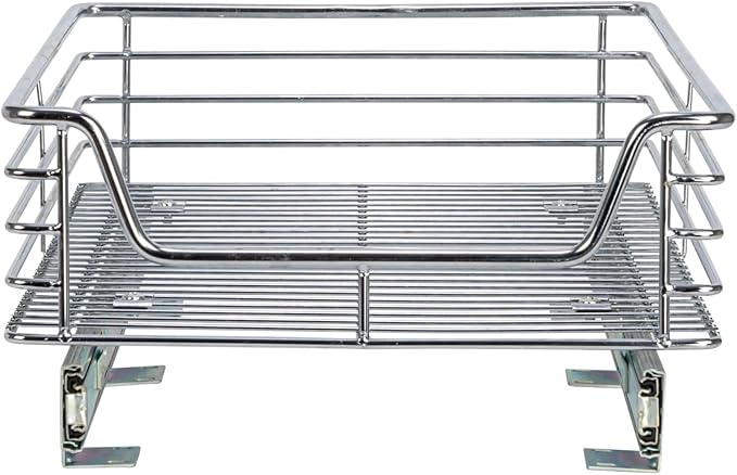Household Essentials Chrome-Plated Steel Pull-Out Basket Organizer
