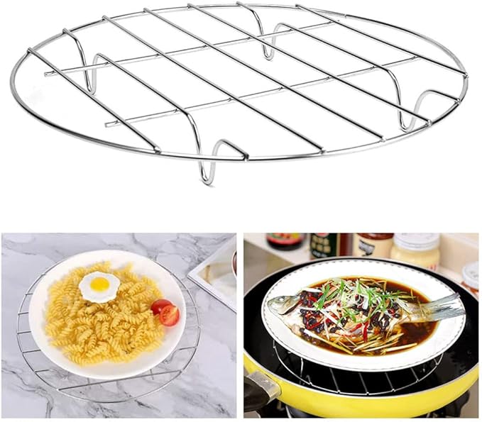 Cooking Rack, Stainless Steel Cooling Racks Roast Meat Shelf Rustproof Grilling Rack for Steaming or Grilling Meat and Vegetables Baking Cookies (Silver 6inch)