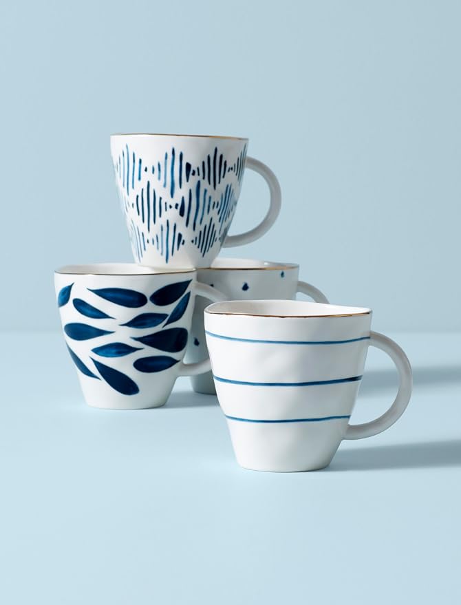 Lenox Blue Bay 4-Piece Dessert Mug Set, 2.75 LB