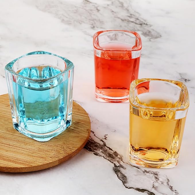 Shot Glasses 2.3 oz, Set of 24 - Cute Square Tequila Glasses, Perfect for Whiskey, Tequila, Liqueurs, Party & Collection, Espressos, Spirits & Liquors (24, Clear square)