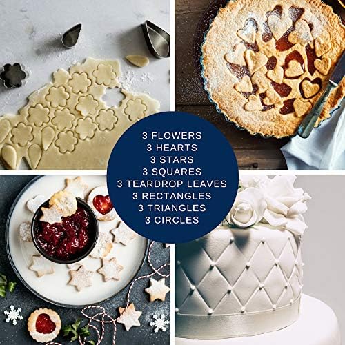 Ultra Cuisine 24pcs Mini Cookie Cutter Shapes Set - 100% Stainless Steel Small Molds To Cut Out Pastry Dough Pie Crust & Fruit - Steel Cutters Cut Tiny Heart Shapes - Bake Like A Pro For A Lifetime