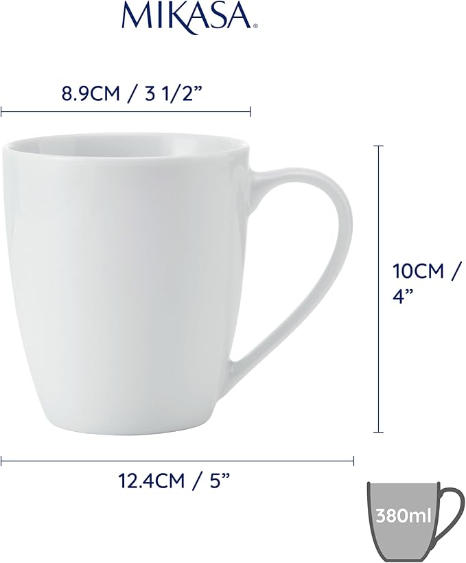MIKASA Chalk 4pc Porcelain Mug Set, 380ml, Gift Boxed, White