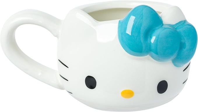 Silver Buffalo Sanrio Hello Kitty Different Color Bows 4 Pack 3D Sculpted Ceramic Mini Mug Set, Perfect as a Sugar, Cream, or Milk Set